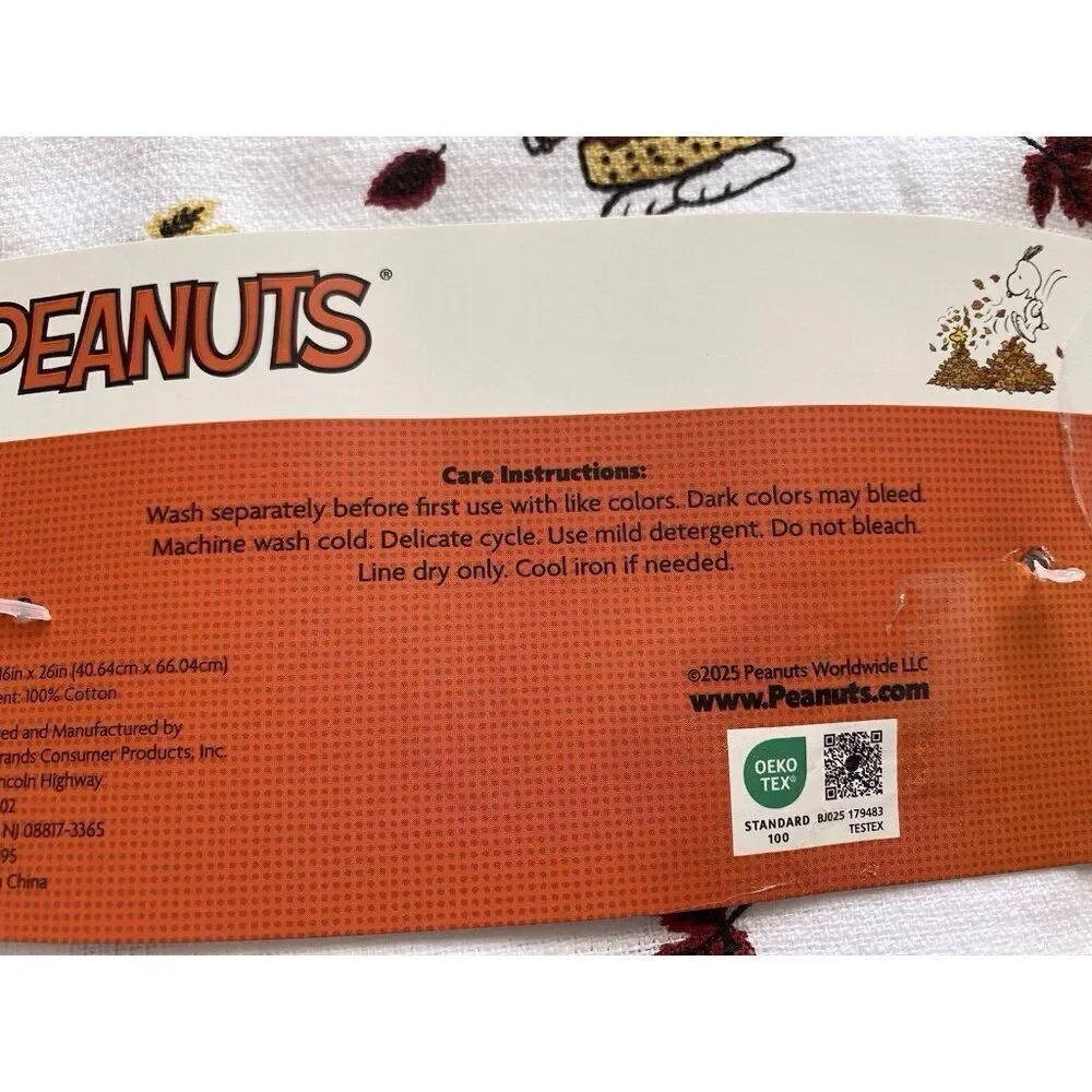 3 Pack Peanuts Snoopy Chunky‎ Sweater Fall Autumn Leaves Kitchen Towels 16 X 26”